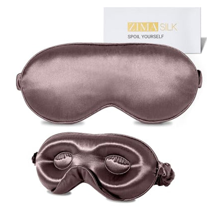 ZIMASILK Adjustable 3D 22 Momme 100% Mulberry Silk Sleep Mask | Upgraded Eye Mask for Sleeping - Soft & Breathable Blindfold - Blackout for Deep Sleeping (Gray Purple) - color: Gray Purple