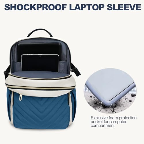 VANKEAN 15.6 Inch Laptop Backpack for Women Large Capacity - color: Beige-haze Blue, size: 15.6 Inch