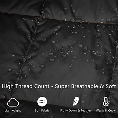 Mini Camping Blanket Lightweight Puffy Camp Blanket - color: Black, size: 39x55"