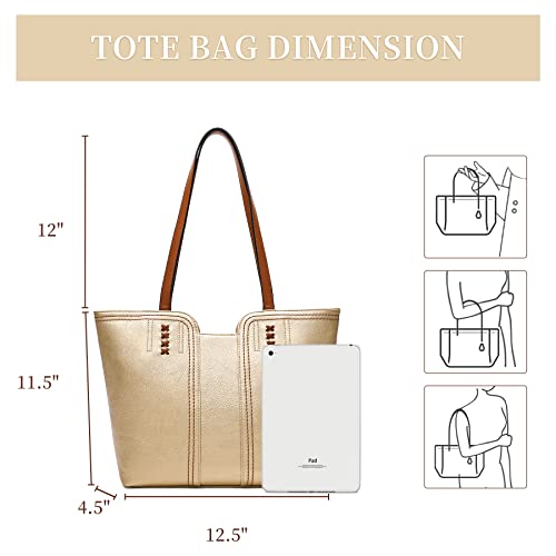 Montana West Tote Bag for Women Top Handle Satchel Purse - color: Light Gold