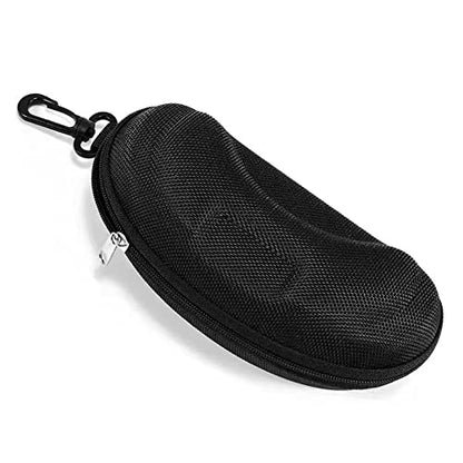 Yamrots 3 Pcs Zipper Hard Sunglasses Cases Portable Travel Eyeglasses Cases with Plastic Hook - color: Black