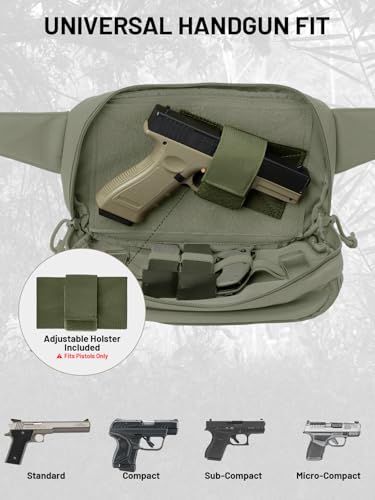Tactical Fanny Pack with Gun Holster, CCW Waist Bag for Men - color: Green