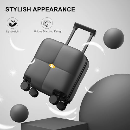 MGB 14 Inch Underseat Carry On Luggage with Wheels, Charcoal Gray - color: Black