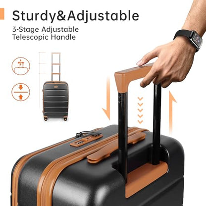 28'' Checked Luggage,Expandable 20% Suitcase,TSA LOCK - color: Grey, size: 28" Large Checked