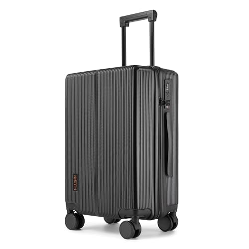 Hulsin Carry On Luggage 22x14x9 Airline Approved for Women 20 Inch Hardside - color: Black