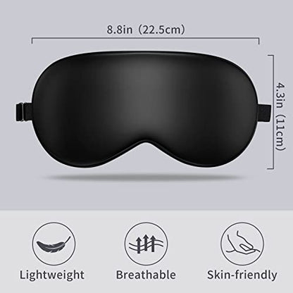 LULUSILK Mulberry Silk Sleep Eye Mask, Blindfold for Women and Men, Black - color: Black
