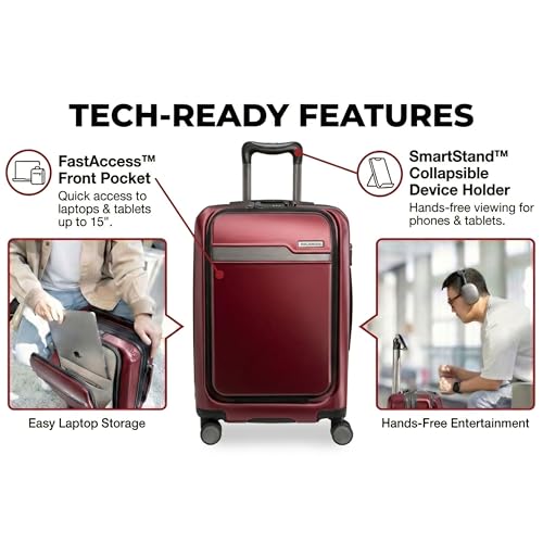 Ricardo Beverly Hills Brentwood Hardside Luggage Collection – Expandable Suitcases with Wheels and TSA Lock, 21" FastAccess Carry-on & 25" Medium Check-in, 2-Piece Set, Crimson - color: Crimson, size: 2-Piece Set (21" FastAccess & 25" Medium Check-in)