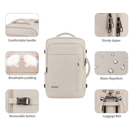 Travel Backpack For Women, Extra Large 50L Expandable Carry On Backpack - color: Beige, size: 2X-Large(20"x14"x10")