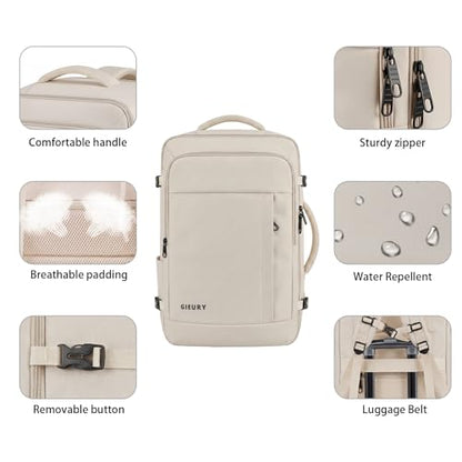 Gieury Carry On Backpack, Extra Large 55L Laptop Backpack for Men Women - color: Beige, size: 3X-Large(22"x14"x10")