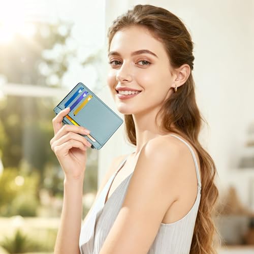 Tipmile Womens Credit Card Holder Wallet, Small Slim RFID Blocking Sleeve - color: Powder Blue