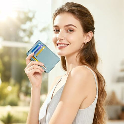 Tipmile Womens Credit Card Holder Wallet, Small Slim RFID Blocking Sleeve - color: Powder Blue