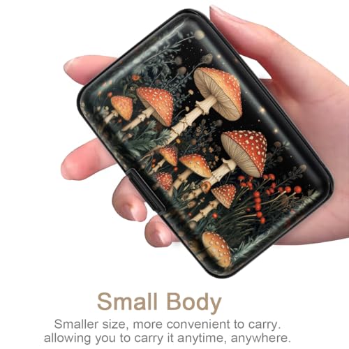Coco Rossi Credit Card Holder RFID Aluminum Small Mini Wallet Women - color: Mushroom