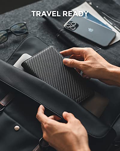 VULKIT Passport Wallet for Travel RFID Blocking Premium Leather - color: Carbon Fiber Black