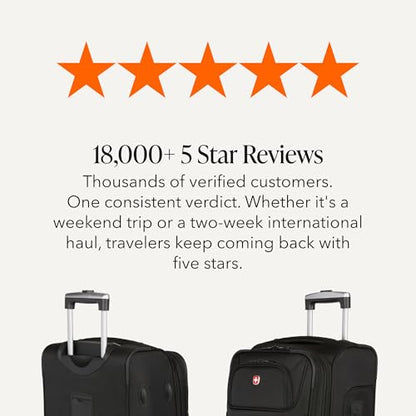 SWISSGEAR Sion Softside Expandable Spinner Luggage Durable Lightweight Travel Suitcase, Black, 3-Piece Set (Carry-On/Medium/Large) - color: Black, size: 3-Piece Set (Carry-On/Medium/Large)