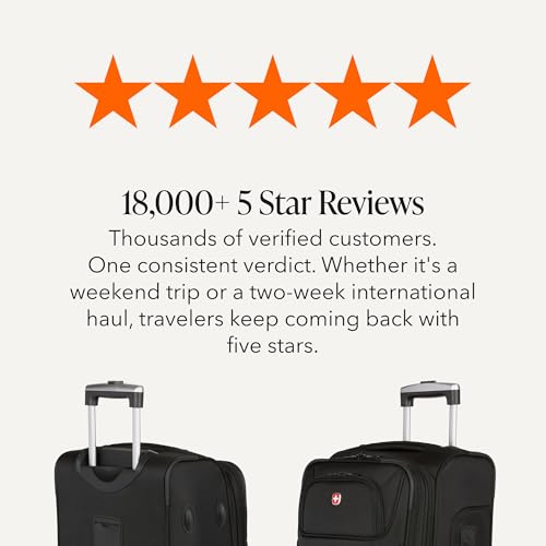 SwissGear Sion Softside Expandable Spinner Luggage Durable Lightweight Travel Suitcase, Black, 3-Piece Set (Carry-On/Medium/Large) - color: Black, size: 3-Piece Set (Carry-On/Medium/Large)