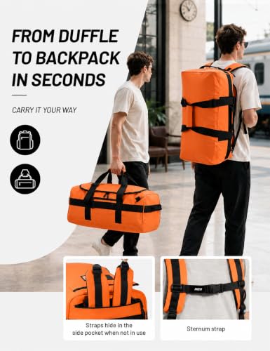 MIER 40L/60L/90L Water Resistant Backpack Duffel, Heavy Duty Duffle Bags - color: Orange, size: 90l