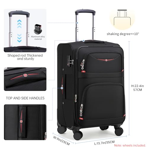 ROPLUS Softside Expandable Luggage with 4 Spinner Wheels, Durable Carry-On Luggage Suitcase (Blue, 21-Inch) - color: Blue, size: 21-Inch