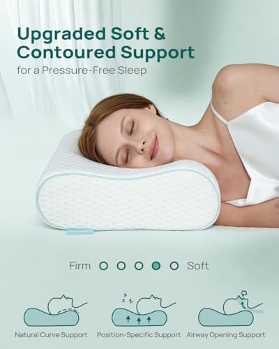 Releep Cervical Neck Pillow, Side Sleeper Pillow for Neck Pain Relief, Adjustable Contour Pillow for Sleeping, Ergonomic Memory Foam Pillow, Orthopedic Cooling Pillow Back Stomach Sleeping, Queen Soft - size: Queen Size: 23.6"L x 13.8"W Soft