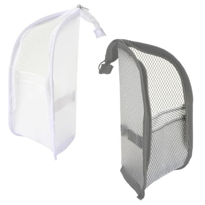 Standing Travel Toiletry Bag, Waterproof Hanging Makeup Organizer Cosmetic Zipper Pouch, Stand Up Portable Toiletry Containers for Brushes Toothpaste Family Business Travel Essentials (Grey, White) - color: Grey White