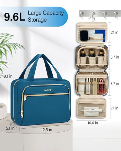 Hanke Hanging Travel Toiletry Bag for Women Portable Makeup Bag - color: Navy Blue