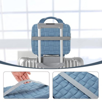 10" Hard Shell Travel Makeup Case with Lock, Blue - color: Blue