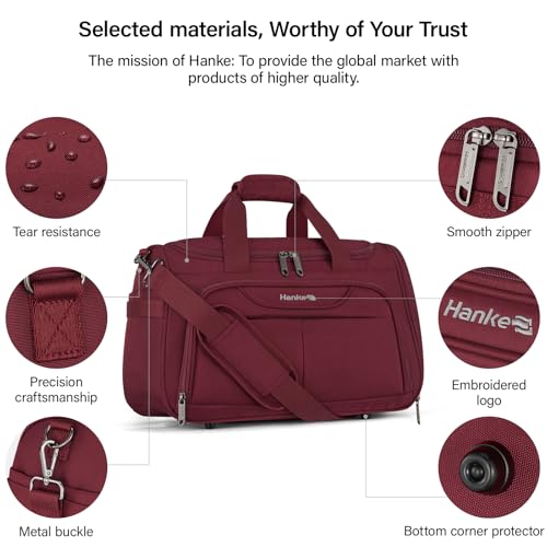 Hanke Small Underseat Carry On Luggage Bags for Travel with 10 Pockets. - color: Burgundy, size: Underseat Carry-On