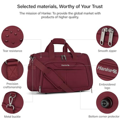 Hanke Small Underseat Carry On Luggage Bags for Travel with 10 Pockets. - color: Burgundy, size: Underseat Carry-On