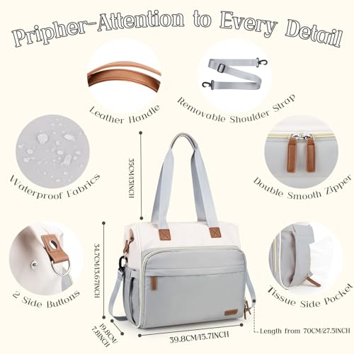 Diaper Bag Backpack Mommy Bag Large Capacity Diaper Backpack Travel Essential Baby Diaper Bag for Mom and Dad, Black (Blue & Creamy-White) - color: Blue & Creamy-white