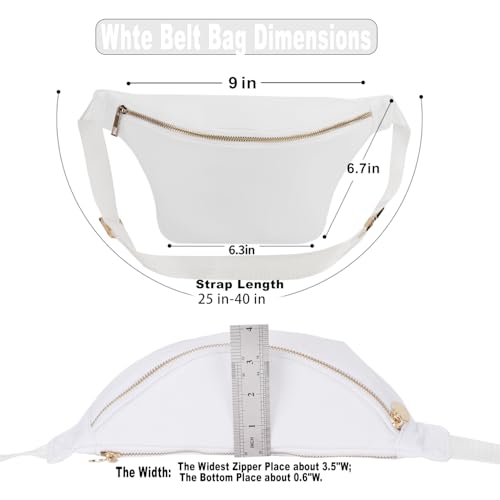 Fanny Pack Travel Waist Belt Nylon Crossbody Bag for Women (White) - color: White