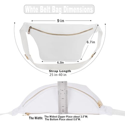 Fanny Pack Travel Waist Belt Nylon Crossbody Bag for Women (White) - color: White