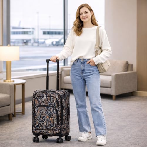 Karriage-Mate 4-Piece Expandable Softside Luggage Set with Spinner Wheels, Lightweight Suitcases for Travel, Durable Luggage Sets for Women Men Business Trip (PSL1) - color: PSL1