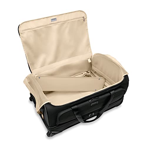Briggs & Riley Large 2-Wheel Duffle - Checked Luggage for Travel, Suitcases with Wheels, Softside Rolling Bag for Men & Women, Self-Repairing Zipper - Baseline Collection, Black
