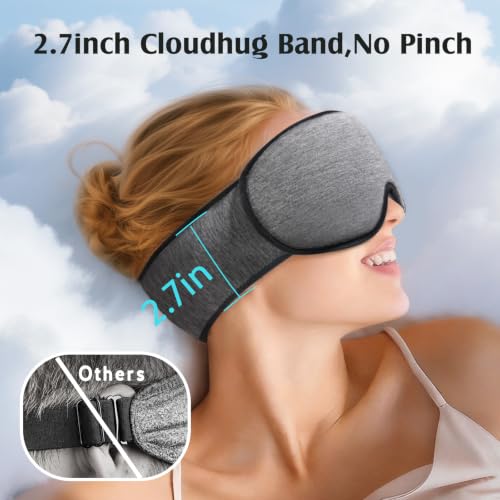YFONG Sleep Mask for Side Sleeper Women Men, Soft Breathable Bamboo Viscose - color: Dark Gray