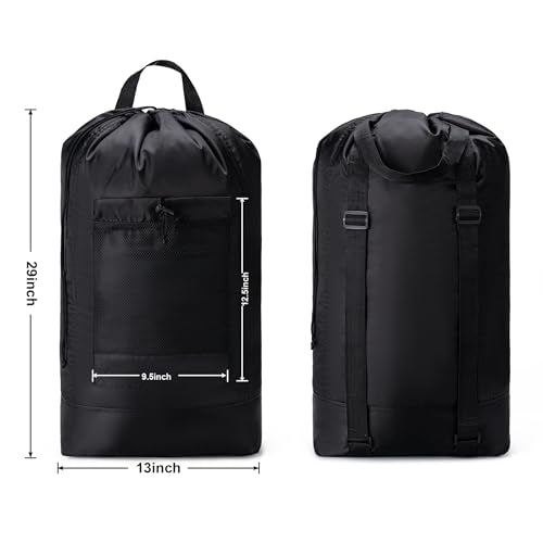 Backpack Laundry Bag,Large Travel Laundry Bags (Black) - color: Black