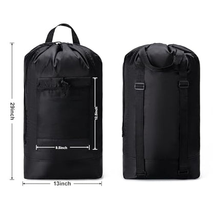 Backpack Laundry Bag,Large Travel Laundry Bags (Black) - color: Black
