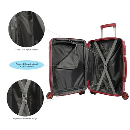 World Traveler VentureX Medium Checked Luggage, Hardshell Suitcase With Spinner Wheels - Burgundy - color: Burgundy