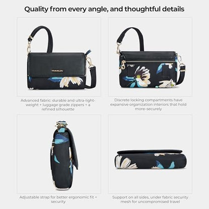 Travelon Anti-Theft Addison Convertible Crossbody/Belt Bag - color: Midnight Floral