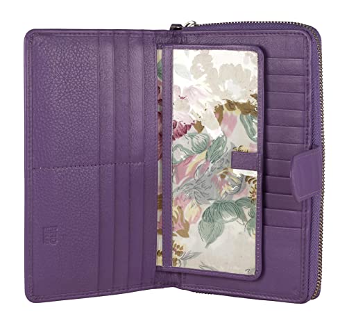 Big Fat RFID Blocking Leather Organizer Checkbook Wallets For Women - Clutch - color: Purple