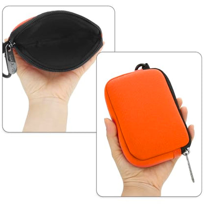 E-Tree Small Soft Neoprene Zipper Pouch with Carabiner Clip,Tech Bag Orange - color: Orange