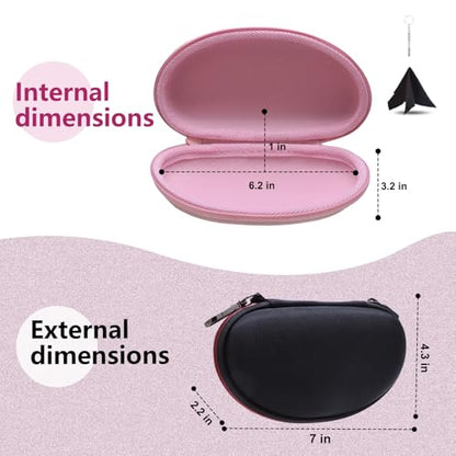 LTGEM Glasses Case Hard Shell, Hard Sunglasses Travel Case for Women Men, Large Eyeglass Cases with Clip and Cleaning Cloth - color: Green