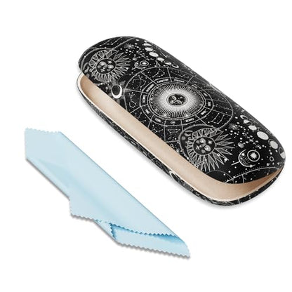 Eyeglasses Case, Portable Hard Shell Protective Case for Glasses, Eyeglass Holder Box for Women with Cleaning Cloth - color: Glass Case-sun Moon
