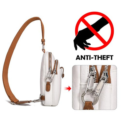 INICAT Small Anti Theft Crossbody Bag for Women,Sling Purse - color: White Brown Antitheft, size: Large