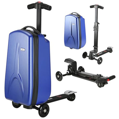 Scooter Luggage for Kids Removable & Foldable Ride on Suitcase-Blue - color: Blue