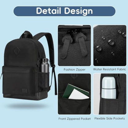 WOLT Travel Laptop Backpack for Men & Women with USB Charging Port - color: All Black