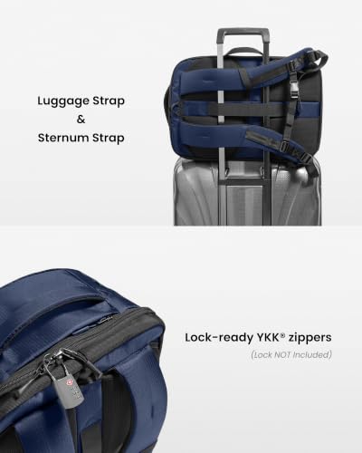 tomtoc Travel Backpack 40L, TSA Carry On Bag Flight Approved, PFAS Free - color: Dark Blue-ripstop, size: 40L