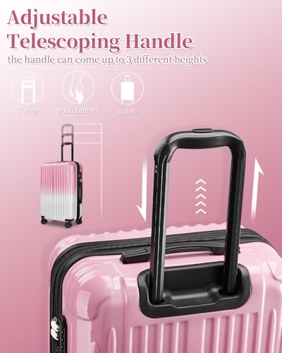 Checked Luggage, Expandable 24 Inch Hardside Suitcase - color: Peach, size: M(checked-24")