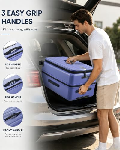 Hanke 20 Inch Top Opening Expandable PC Carry On Luggage with TSA Lock,50L - color: Deep Space Purple, size: 20 Inch