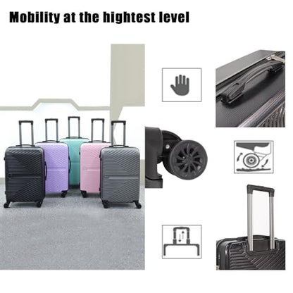 Luggage Set 3 Pieces -Suitcase Set - Luggage with Wheels - Check-in Luggage - PC + ABS Durable Suitcase Rotating Silent Wheels 3-Piece 20/24/28 Mint Green (black) - color: black