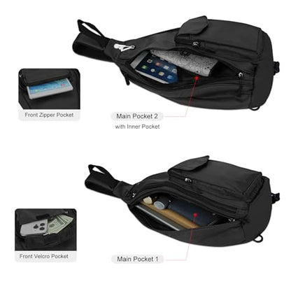 Sling Bag for Women Crossbody Chest Bag Convertible from Left to Right, Water Repellent Gym Backpack, Anit Theft - color: Black