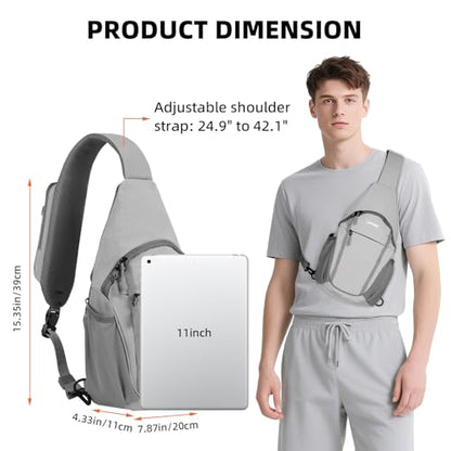Crossbody Sling Bag, Lightweight Travel Sling Backpack with RFID Blocking - color: Grey